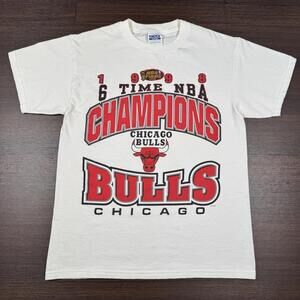 1998 Chicago Bulls 6 Time  Champions Shirt 90S -  - White